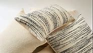 DOMVITUS Boucle Pillow Covers 18x18 Cream Decorative for Bed Couch Textured Throw Pillows Farmhouse Soft, 1PC, Black Stripe