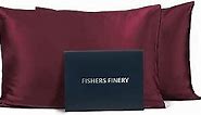 Fishers Finery 25mm 100% Pure Mulberry Silk Pillowcase, Good Housekeeping Winner (Red, Queen 2 Pack)