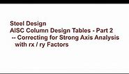 015 CE341 Steel Design: AISC Column Design Tables Part 2 - Strong Axis Analysis