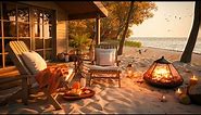AUTUMN BEACH HOUSE AMBIENCE: Crackling Fire Sounds, Autumn Nature Sounds, waves, Crunching Leaves