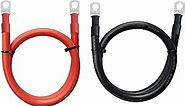 Marine Grade Battery Cables 4 Gauge 4 AWG Battery Cable 3/8" Lug Battery Boxes Marine Cables For Solar, Rv, Car, Boat, Automotive, Marine, 2FT Black And Red 3/8” Lugs (2PCS）