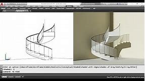 How to make a 3D spiral stair with glass handrail in Autocad .