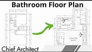 Bathroom Floor Plans: Importing an As-Built Plan Image, Tracing, and Dimensioning