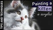 How to paint a kitten in acrylics | Painting realistic fur
