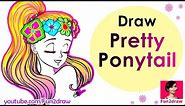 How to Draw a Pretty Ponytail (Super Easy!) | Draw Easy Hair | Mei Yu Fun2draw (How to Draw Lessons)