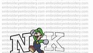 Nike Luigi Super Mario Bros logo machine embroidery design