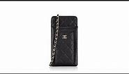 Chanel Caviar Quilted CC Classic Phone Holder with Chain Black