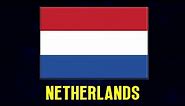 Flag of Netherlands with national anthem, capital city, area, currency info