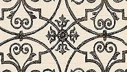 Dundee Deco DDAZBD9376 Peel and Stick Wallpaper Border - Abstract Beige Brown Damask Wall Border Retro Design, 15 ft x 7 in (4.57m x 17.78cm), Self Adhesive