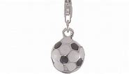 925 Sterling Silver Rh 3 D Enameled Small Soccer Ball Lobster Clasp Pendant Charm Necklace Sport