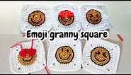 Smiley granny square with love emoji tutorial