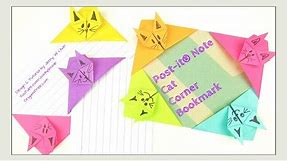 Paper Crafts - Origami Cat- Post-It® Note Crafts - DIY Origami Cat Bookmark & Scrapbook Corner