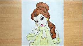 How to draw Disney Princess Belle || Step by step Easy / how to draw belle easily