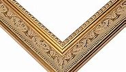 20x20 Frame Gold Real Wood Picture Frame Width 1.75 Inches | Interior Frame Depth 0.5 Inches | Museum Gold Ornate Photo Frame Complete with UV Acrylic, Foam Board Backing & Hanging Hardware