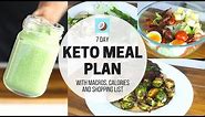 KETOGENIC DIET Meal Plan - 7 DAY FULL MEAL PLAN for Beginners