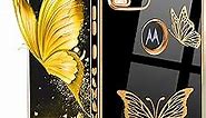 Coralogo for Moto G Stylus 5G Case 2021 Butterfly for Women Girls Girly Pretty Phone Cases Cute Black and Gold Plating Butterflies Unique Design Aesthetic Cover for Motorola Moto G Stylus 5G 2021 6.8"