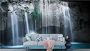 FLFK 3D Flowing Waterfall Landscape Self-Adhesive Living Room Wallpaper Peel and Stick Wall Murals for Living Room Apartment Office Decoration 141.7x98.4 inches