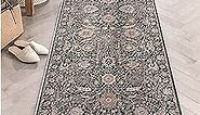 Well Woven Asha Collection Elegant Charcoal Grey Oriental 3x10 Runner Rug Perfect for Hallway or Entryway Ideal for High-Traffic Areas with Vintage-Inspired Low Pile