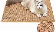 FUKUMARU Cat Scratcher Mat, 23.6 X 15.7 Inch Natural Sisal Cat Scratch Mats, Horizontal Cat Floor Scratching Pad Rug with Sticky Velcro Tapes, Protect Couch and Carpets