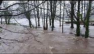 The Afon Lwyd in Cwmbran has burst its banks