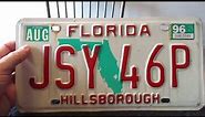 Florida License Plate Mid 1980s/Mid 1990s