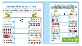 Winter Themed Greater Than or Less Than up to 20 Worksheet