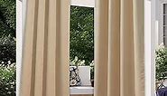 NICETOWN Blackout Outdoor Curtains for Patio Waterproof 95 inch Long, Sun Blocking Blinds Weatherproof Outside Privacy Curtains for Pergola/Gazebo, Biscotti Beige, 1 Panel, W52 x L95