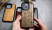 Carveit Magnetic Wood Case for iPhone 15 Pro Max [Solid Wood & Black Soft TPU] Shockproof Protective Cover Unique Wooden Case Compatible with magsafe (Cherry Blossom -Walnut)