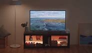 Bestier 55 in. Light Grey TV Stand with LED Lights Entertainment Center with Glass Shelves T274Y-RGOL