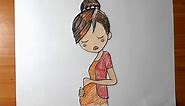 How to Draw a Pregnant Woman Cartoon | YZArts