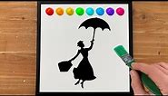 Mary Poppins | Silhouette Art | Acrylic Painting on Canvas Step by Step #173
