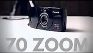 How to USE a CANON Sure Shot 70 Zoom 35mm Film Camera - BATTERY & LOAD Film