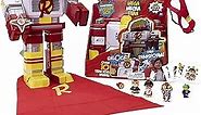 Ryan's World Mega Mecha Titan Robot; Chest transforms into Red Titan Robot; Contains 5 Micro Figures, a Spinner, Wearable Eye mask & Cape, and Stickers