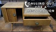 Old Phone Table RESTORATION - Reupholstering Seat & Tambour Door Refresh