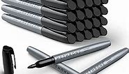 Hethrone Permanent Markers, 28 Count Permanent Markers for Writing Doodling and Marking（Black）