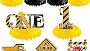 Construction Birthday Party Supplies - 9PCS 1st Birthday Construction Party Decorations Honeycomb Centerpiece Construction Table Decorations Black Yellow Construction Birthday Party Decor