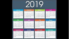 2019 Calendar Free Download