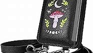 Smartish iPhone 14 Pro Max Crossbody Wallet Case - Dancing Queen [Purse/Clutch with Detachable Strap & Wristlet] Protective Cover with Credit Card Holder - Moons Out Shrooms Out