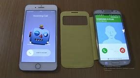 Double Incoming call at the Same Time Iphone 7 plus+Samsung Galaxy S4 Yellow cover