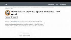 Free Florida Corporate Bylaws Template | PDF | Word