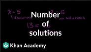 Number of solutions to linear equations | Linear equations | Algebra I | Khan Academy