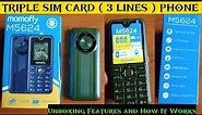 Momofly Phones Triple Sim Card Feature Phone Unboxing Review | 3 Lines Phone Features | 3 Sim Phone