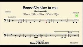 Happy Birthday Sheet Music for Cello Basson Tuba Trombone and Euphonium
