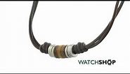 Fossil Jewellery Men's Gunmetal PVD Leather Necklace (JF00899797)