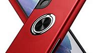 MMHUO for Galaxy S21 Case,Dual Layer Military Grade Drop Protection Slim Samsung S21 Kickstand Case with Hidden Ring Holder Shockproof Protective Phone Case for Samsung Galaxy S21 5G,Red