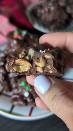 30K views · 84 reactions | Comment CANDY and I'll send you over the full recipe  This Crockpot Candy aka Dark Chocolate Peanut Clusters make an easy & delicious, no-bake, option to add to your cookie trays. #holidaybaking #christmasbaking #slowcookerrecipes #NoBakeDesserts | Persnickety Plates | Facebook