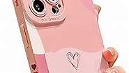 YKCZL Compatible with iPhone 12 Pro Max Case 6.7 inch, Cute Painted Art Heart Pattern Full Camera Lens Protective Slim Soft Shockproof Phone Case for Women Girls(Pink)