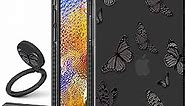 Toycamp for iPhone 6/6S/7/8/SE(2020/2022) Case for Women, Purple Butterfly Cute Animal Girly Print Design for Girls Teens Case with Ring Kickstand Cover for iPhone 6/6S/7/8/SE, 4.7 inch, Black