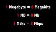 MB/s VS Mbps, Megabyte VS Megabit