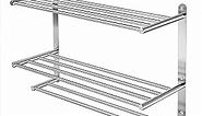 Bathroom Towel Rack with 24-Inch Multilayer Hotel Racks 304 Stainless Steel Towel Bar Shelf Wall-Mounted Brushed Finish Bar withTowel Shelves,3-Tier Bar Mounted